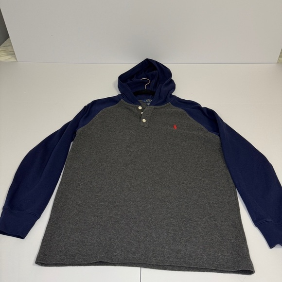Polo Ralph Lauren XL (18-20) Boys Gray Knit Sweater Pullover Hoodie - Picture 5 of 8